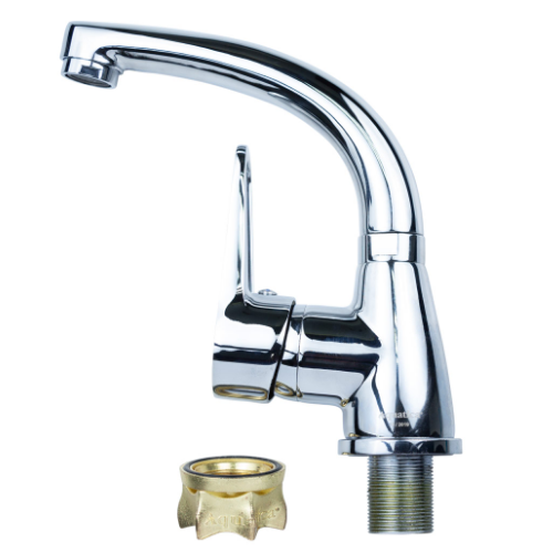 Змішувач HL d35мм для раковини гусак вигнутий на гайці Aquatica Житомир - изображение 6