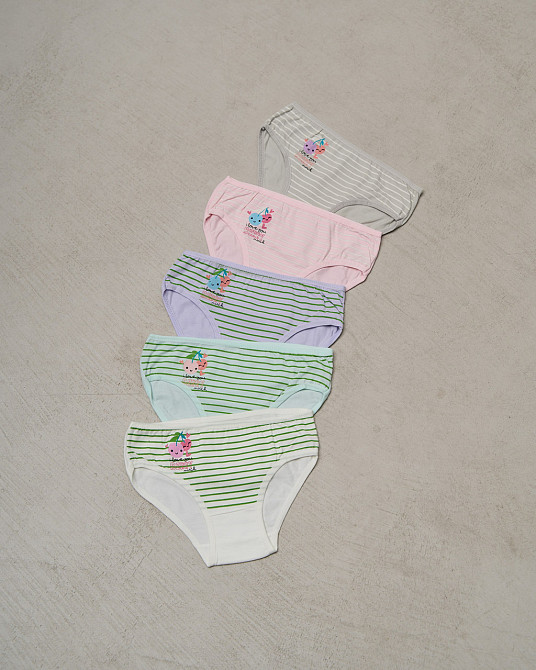Дитячі трусики на дівчинку в смужку — Вишеньки 5 шт Nicoletta 116725 Київ - фото 1
