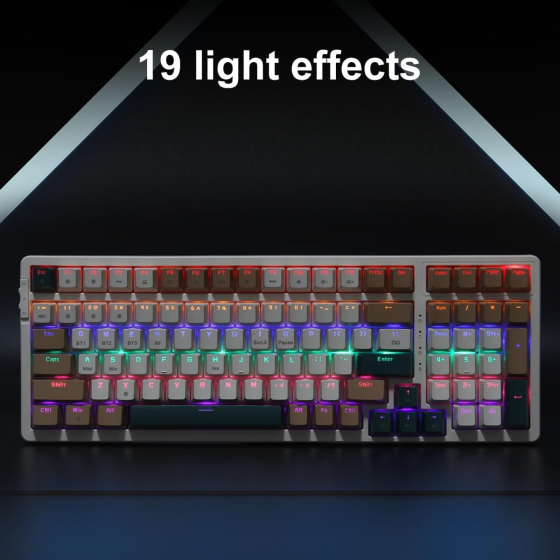 Механічна клавіатура Qisan 100 клавіш, 98%, Bluetooth/2.4 ГГц/USB-C, Brown Switch, Hot-Swap, RGB, US Layout Київ