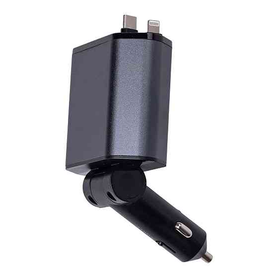 Shenzhen Автомобільний зарядний пристрій з висувними кабелями та портами USB-A/USB-C HP-C1 Київ