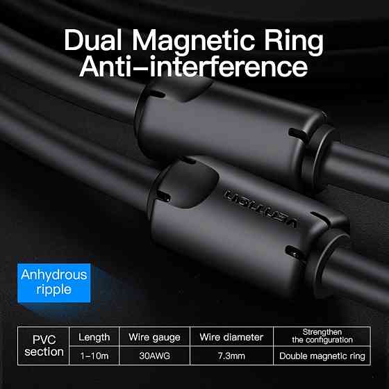 Кабель Vention DVI(24+5) to VGA Cable 3M Black (EACBI) Киев