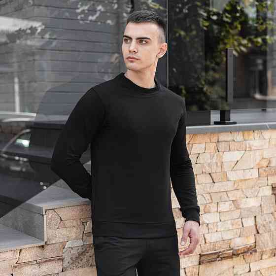 Свитшот мужской однотонный чёрный Pobedov 001 Киев