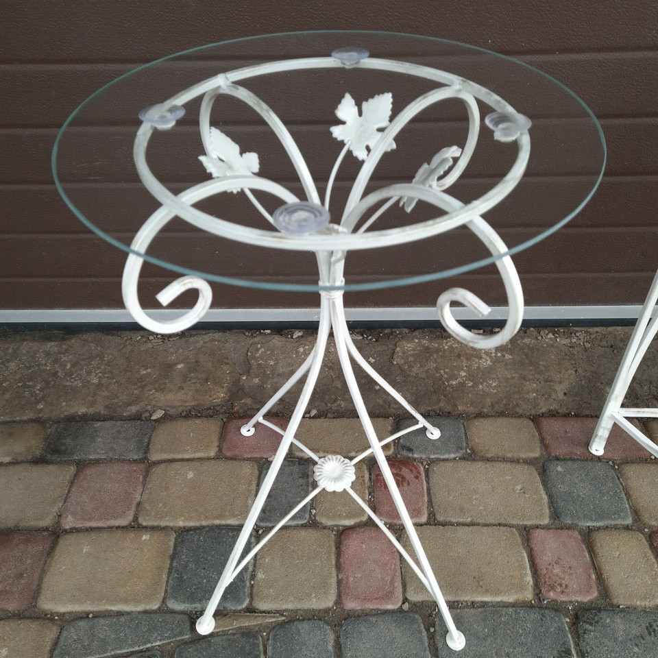 Столик журнальний кований круглий великий M-054 Б3895 Бежевий Київ - фото 1