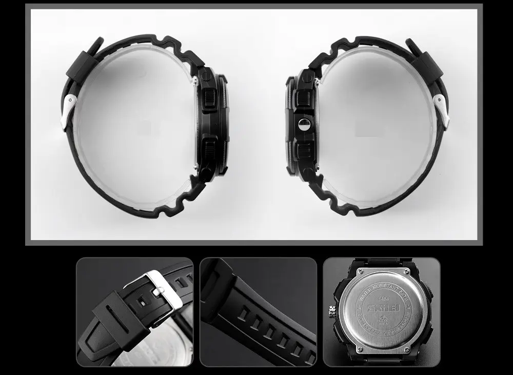 Мужские спортивные часы Skmei 1454 Черный с белым Винница - изображение 6