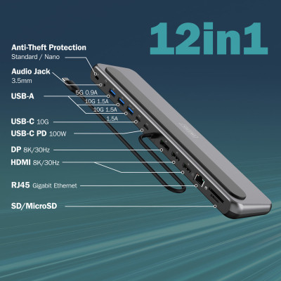 Порт-реплікатор Digitus USB-C > 2xHDMI/1xDP/3xUSB-A/USB-C/RJ54/PD/Audio (DA-70919) Вінниця - фото 10