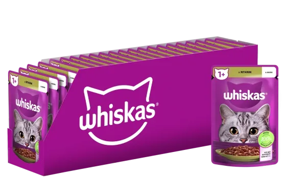 Вологий корм Whiskas (Віскас) з ягням у желе для дорослих котів 85 г (блок 28 шт) Вінниця