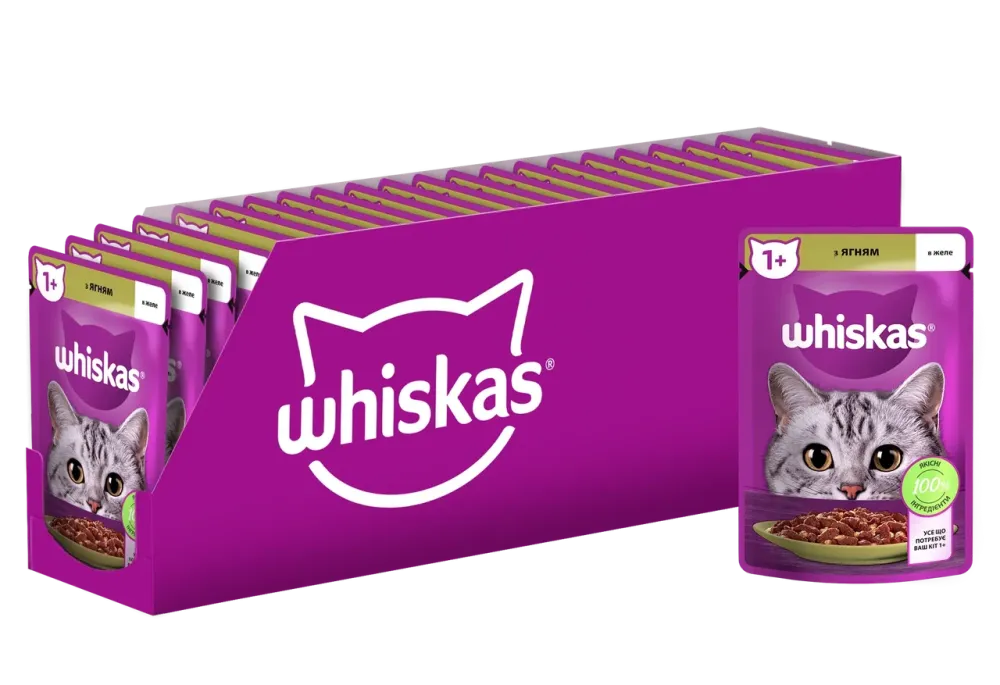 Влажный корм Whiskas (Вискас) с ягненком в желе для взрослых кошек 85 г (блок 28 шт) Винница - изображение 1