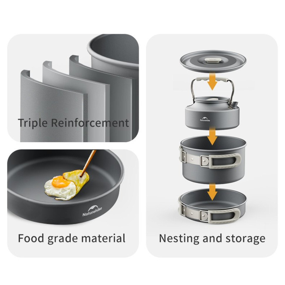 Сковородка со складной ручкой Naturehike CNK2450CF010, 17,5 см, алюминий Киев - изображение 4