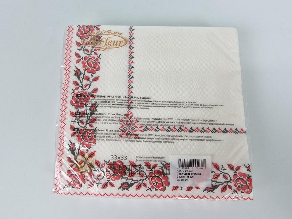 Паперова двошарова серветка (ЗЗДЗЗ, 16 шт.) La Fleur Рожева хустка (1311) (1 пачка) Харків - фото 4