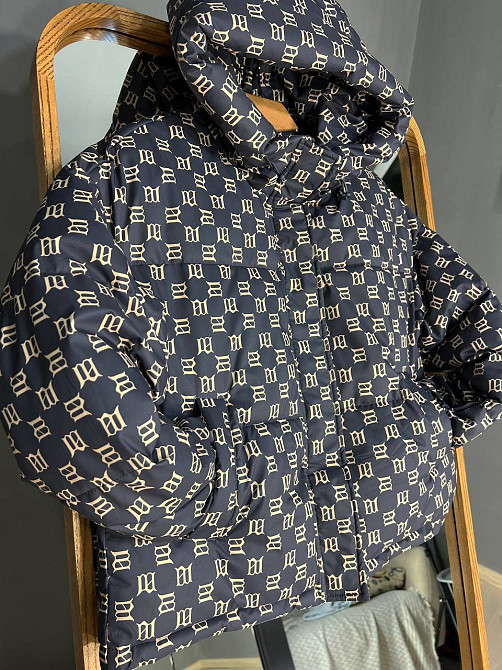 Куртка жіноча оверсайз демісезонна HAIZIYUAN 192 з капюшоном візерунок літери m графіт, графіт, L Київ - фото 10