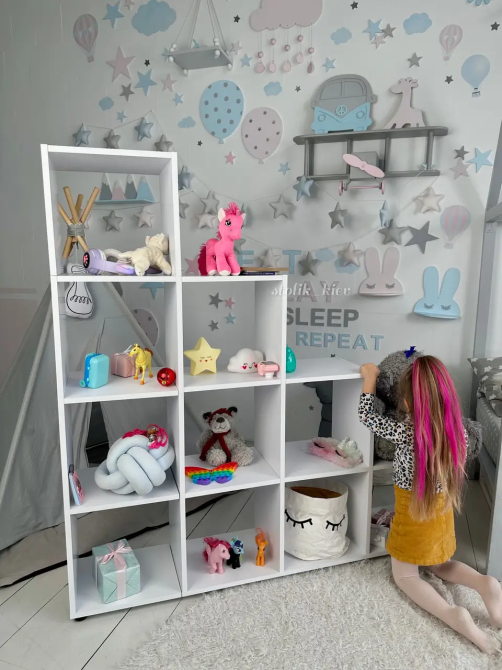 Детский стеллаж Пирамидка полка для книг и игрушек (4 яруса) Белый Винница - изображение 4