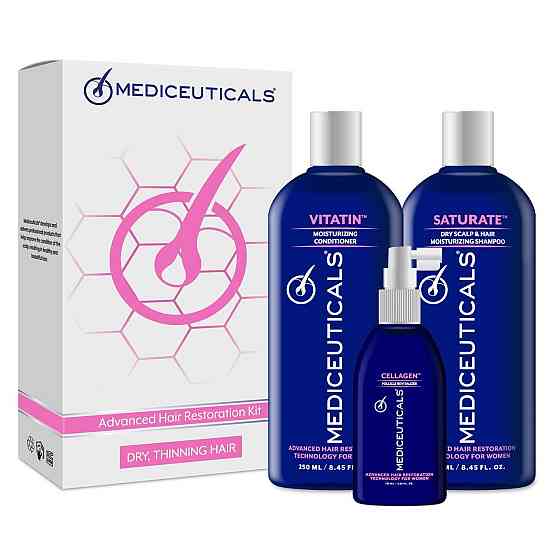 Набір для стимулювання росту волосся для жінок зволожуюций Advanced Hair Restoration Kit Mediceuticals, 2х250 мл +125 мл Дніпро