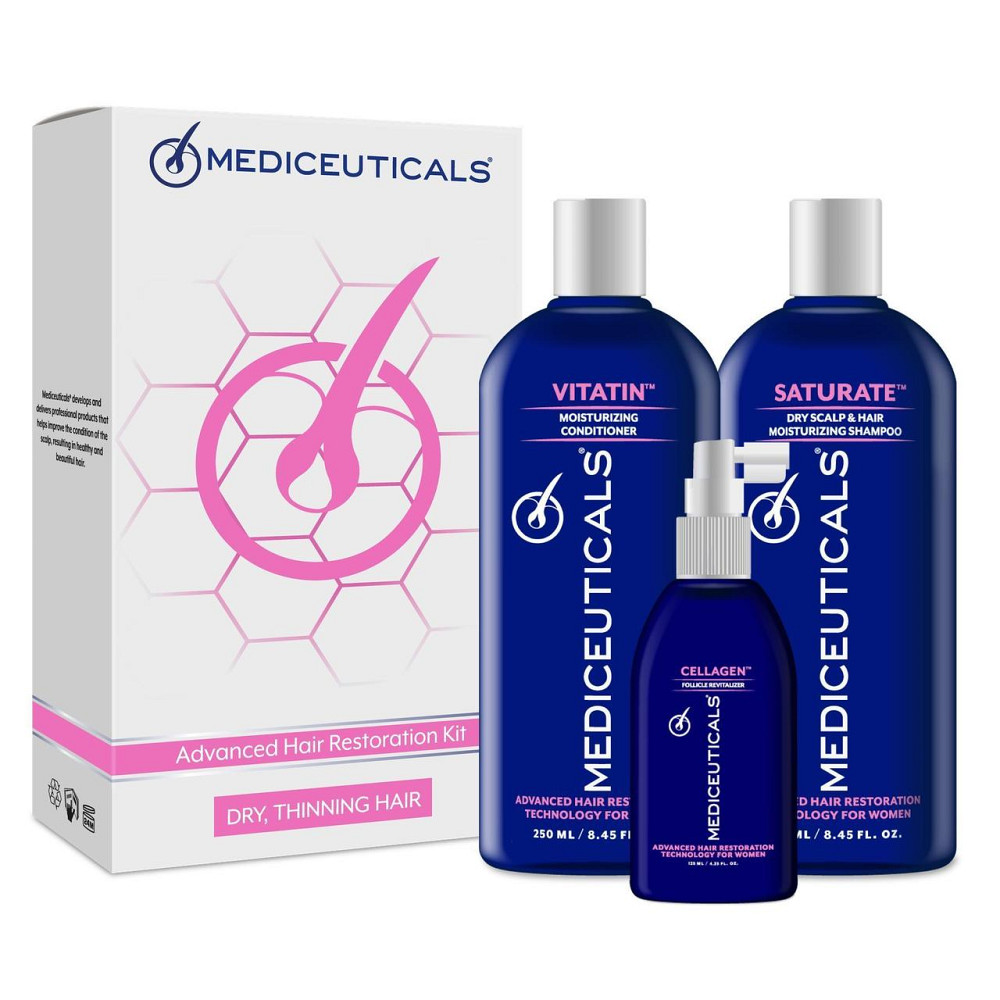 Набір для стимулювання росту волосся для жінок зволожуюций Advanced Hair Restoration Kit Mediceuticals, 2х250 мл +125 мл Дніпро - фото 1