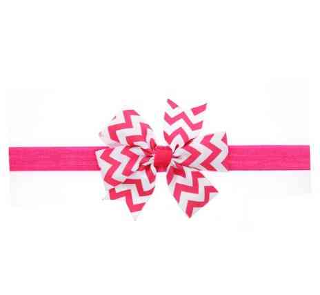 Детская повязка в полоску малиновая - окружность 36-48см, размер банта 9см Киев