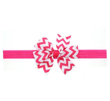 Детская повязка в полоску малиновая - окружность 36-48см, размер банта 9см Киев - изображение 1