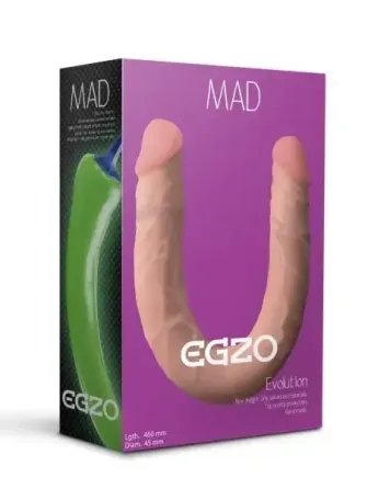 Двосторонній фалоімітатор EGZO MAD Ciberskin із кібершкіри, тілесний Sex Aura Київ