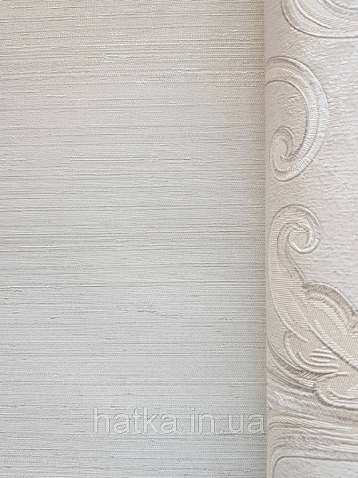 Шпалери вінілові на паперовій основі Sirpi Italian Silk 7 однотонні білі під тканина тонка срібна смужка Київ - фото 2