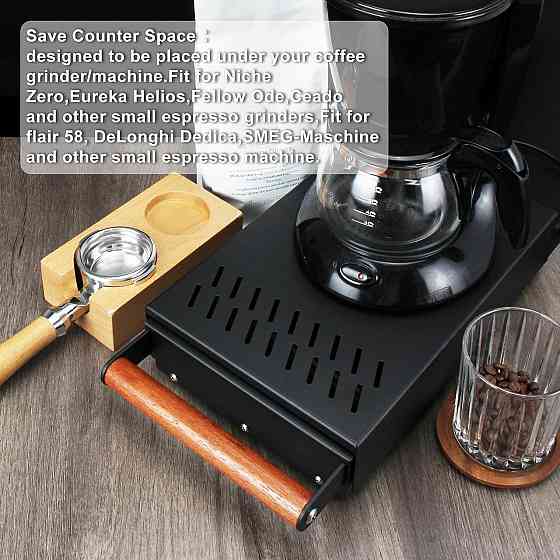 Нок-бокс DIBTSA Espresso Knock Box Drawer чорний нержавіюча сталь знімна штанга неслизьке дно контейнер для кавової гущі Київ