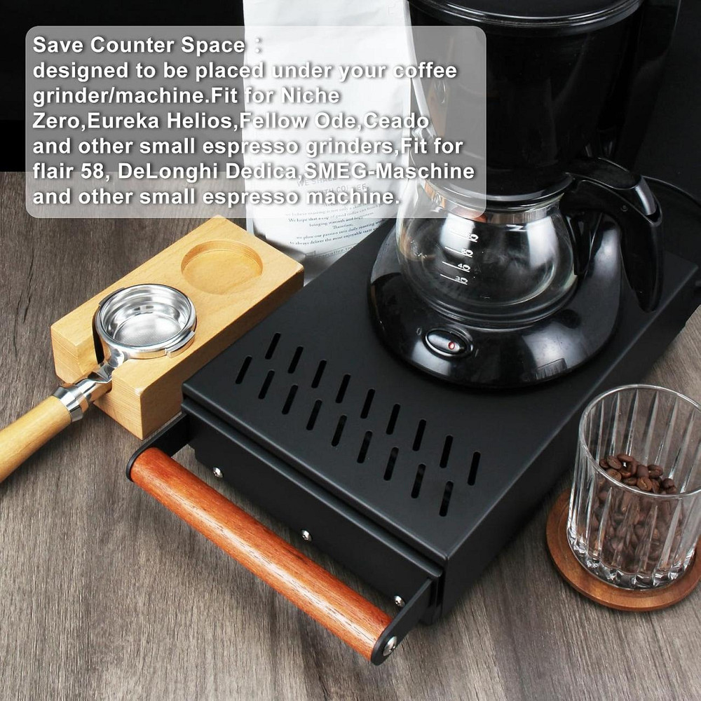 Нок-бокс DIBTSA Espresso Knock Box Drawer чорний нержавіюча сталь знімна штанга неслизьке дно контейнер для кавової гущі Київ - фото 3