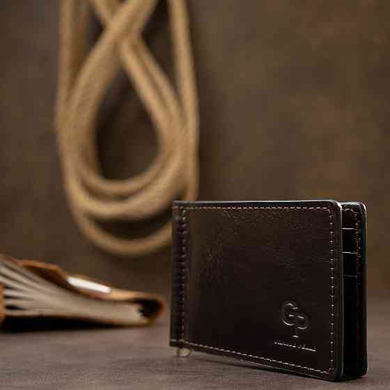 Мужской практичный зажим для денег GRANDE PELLE 11403 Темно-коричневый Киев