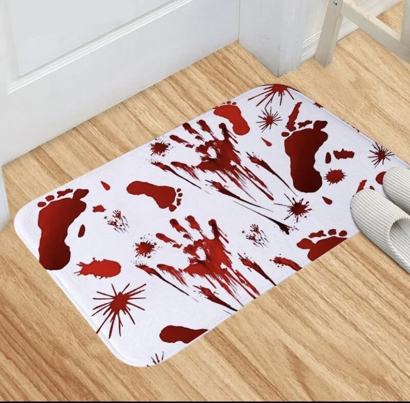 Декор на Хэллоуин, Коврик под дверь Кровавый след стопы и ладони, отличное украшение на Хэллоуин, р 40*60см, Киев - изображение 1