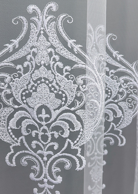 Тюль VR-Textil 1844т Фатин с вышивкой и люрексом  Холодный белый 300х270 см (40-198) Киев - изображение 7