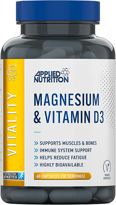 Магний и витамин D3 Applied Nutrition Magnesium & Vitamin D3 60 капсул Луцк - изображение 1