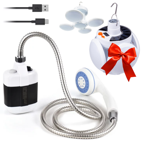 Туристический душ с помпой Gotel Q16H + Подарок Лампа BL 2029 / Портативный кемпинговый душ с насосом Киев