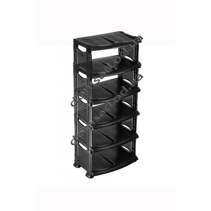 Полиця для взуття 6 ярусів чорна, 113х48х33, "R-plastic" Одеса - фото 1