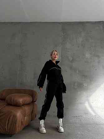 Женский теплый прогулочный костюм: кофта и штаны трехнитка на флисе Черный, 48/50 Одесса