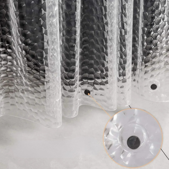 Шторка для душу та ванної кімнати з 3 магнітами-обважнювачами, колір прозоро-сірий 3D-принт Кам'янець-Подільський