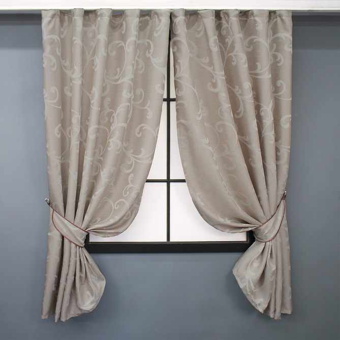 Комплект коротких штор VR-Textil Жаккард Allure № 1613ш Пудровый 130х170 см 2 шт (35-0273) Киев - изображение 1