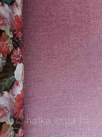 Обои флизелиновые экологически чистые Decoprint Essentials EE22522 однотонные под ткань бордовые Киев