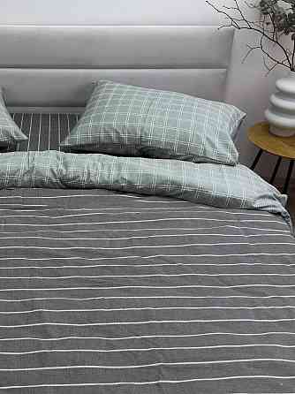 Ecotton Комплект постільної білизни Ecotton двоспальний 180х215 см сірий двосторонній клітинка Коломия