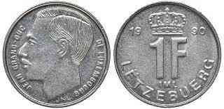 Монета 1 франк. 1990 год, Люксембург. Полтава