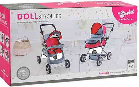 Металлическая Коляска для кукол до 50 см, со столиком, с корзиной, складная. Харьков