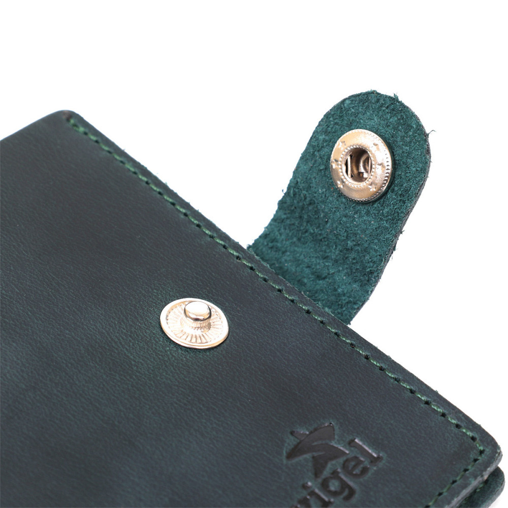 Компактне вінтажне портмоне Shvigel 16456 Зелений Київ - фото 3