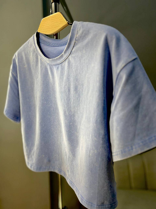 Футболка женская A-N 2308 вареная тай-дай короткая широкая кроп-топ one size сиреневая, сиреневый, one size Киев - изображение 11