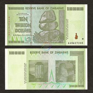 Zimbabwe Зімбабве - 10000000000000 Dollars 2008 / 10 Трильйонів UNC s. AA Pick 88 Полтава - фото 1