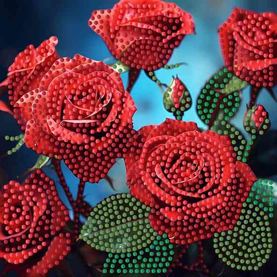 Алмазна мозаїка "Червоні троянди" ZAV1818-24, 18х18 см Вінниця