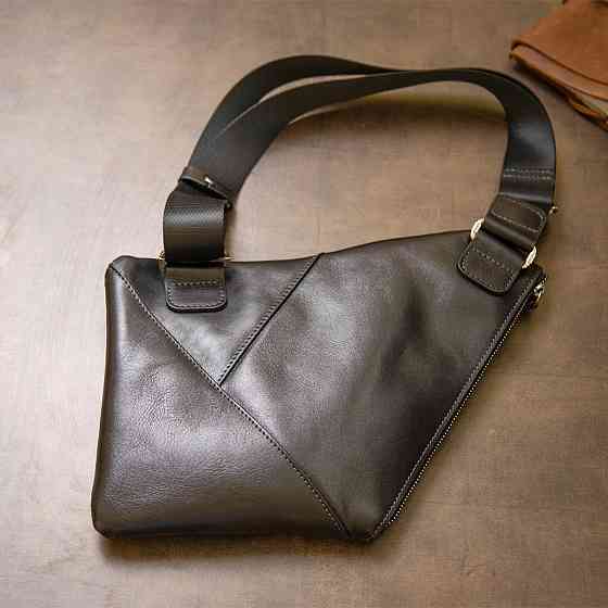 Кожаная мужская сумка через плечо Черный (GRANDE PELLE) Киев