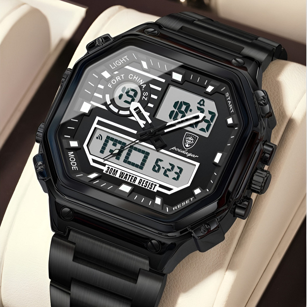 Часы мужские тактические научные Poedagar Dual Black Винница - изображение 1
