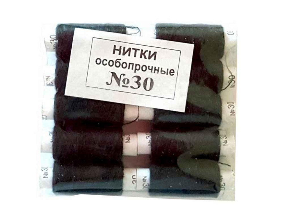 Нити No30 ХБ (10 черных) 410042 ТМ ХАРЬКОВ Киев - изображение 1