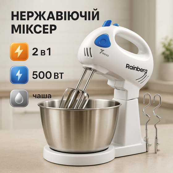 Миксер ручной для смешивания и взбивания, Миксер с насадками для взбивания кухонной работы KQ-17 Львов