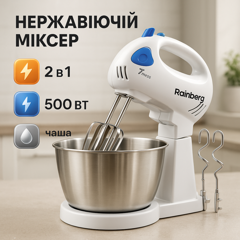 Миксер ручной для смешивания и взбивания, Миксер с насадками для взбивания кухонной работы KQ-17 Львов - изображение 3