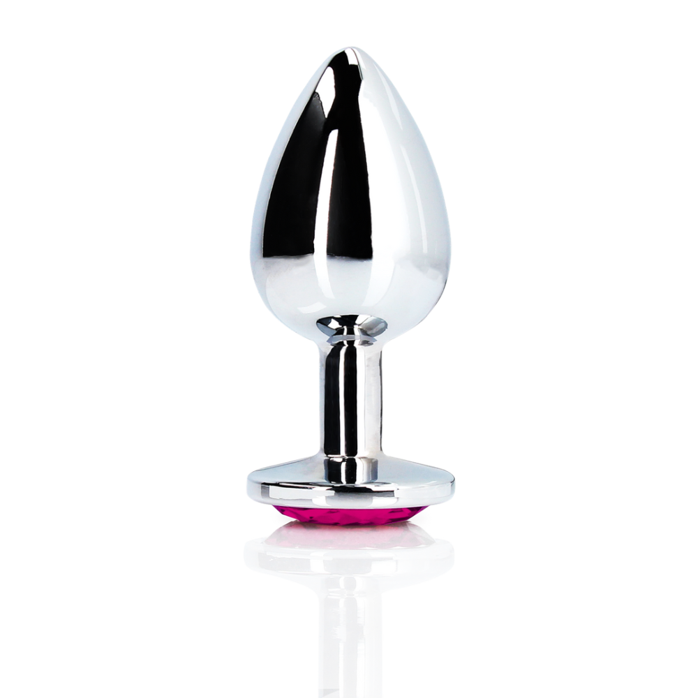 Анальная пробка – Ouch! Metal Butt Plug Medium Silver/Rubellite Pink Sex Aura Киев - изображение 5