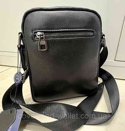 Маленькая мужская кожаная сумка через плечо черного цвета ST 3021 Киев