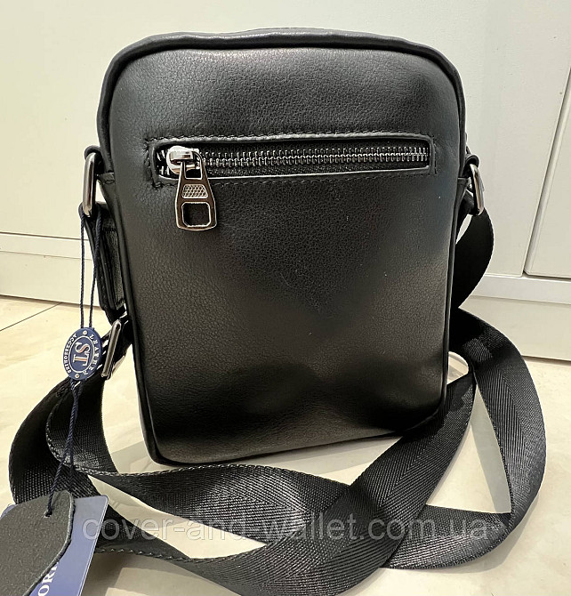 Маленькая мужская кожаная сумка через плечо черного цвета ST 3021 Киев - изображение 4