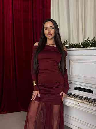 Жіноче елегантне вечірнє максіплаття, мікродайвінг і сітка Бордо, 42/44 Одеса