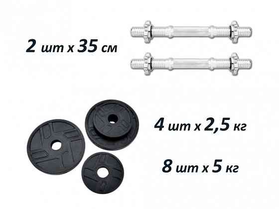 Гантелі обгумовані набірні 2 по 26 кг Гантелі, гирі, штанги та диски металеві Київ